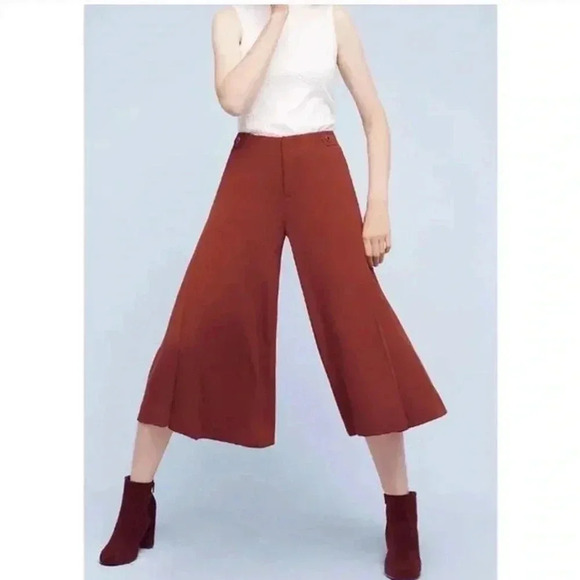 Anthropologie The Essential Culotte Crop Wide Leg Trouser Pants Size 2 - Picture 2 of 8